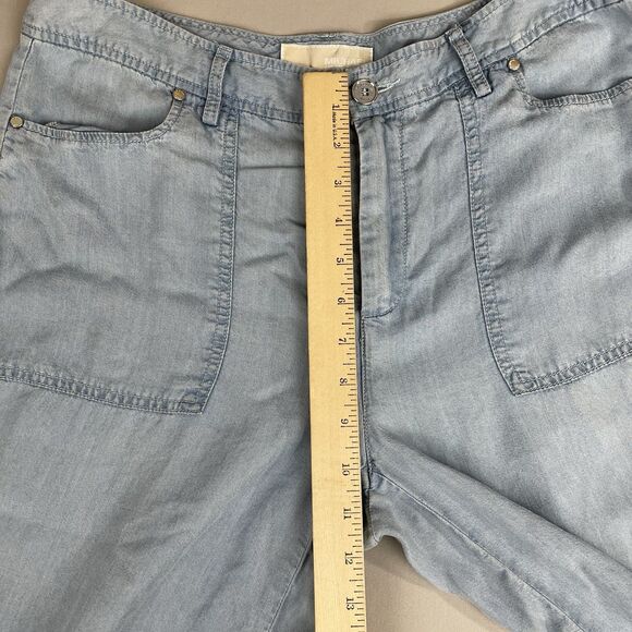 MICHAEL Michael Kors Wide-Leg Chambray Pants Women's M Cadet Wash Denim Pastel - Picture 10 of 16